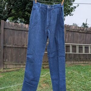 Vintage Lee Riders Pinstripe High Waisted Jeans Dark Wash Tapered Made in USA 10